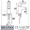 Bristan Capri Basin Mixer Tap Dimensions